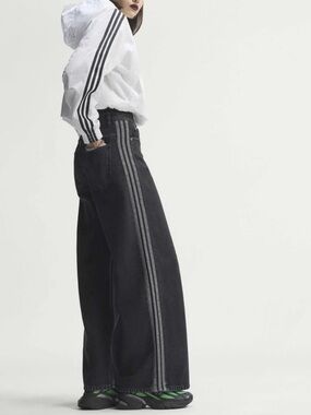 adidas Originals Women's High-Rise Wide Leg Denim Pants